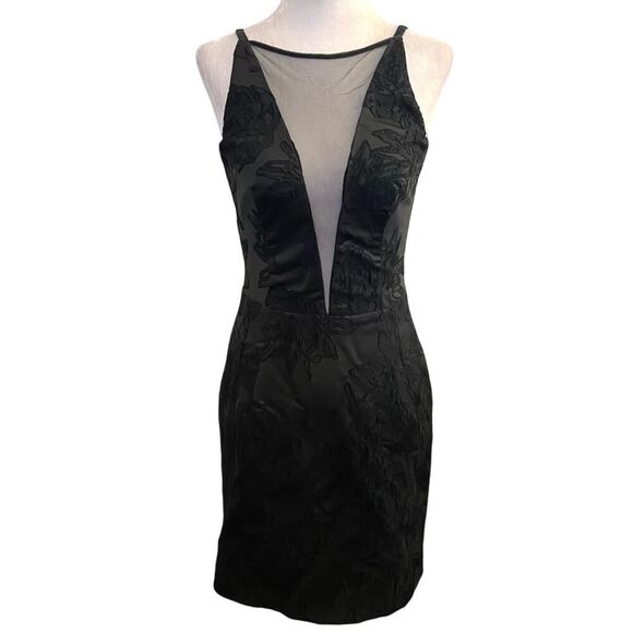 Dress The Population Kennedy Illusion Mesh Embroidered Dress Black Size Small - Picture 2 of 13